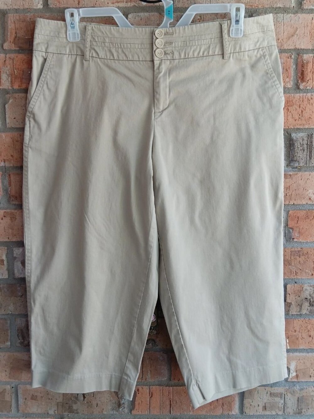 JMS Just My Size Womens Crop Capri Pants Straight Leg Whipped Latte Size 18W